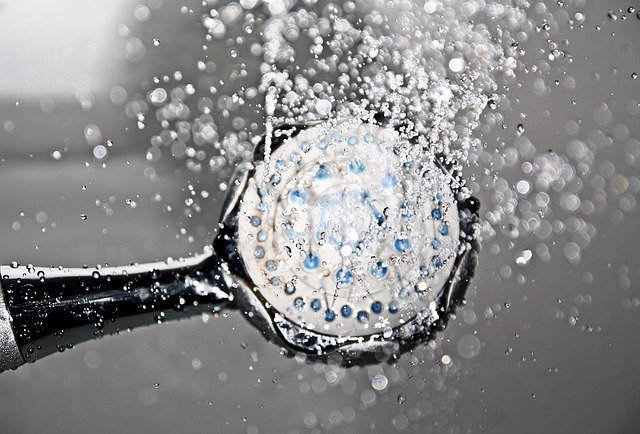 water spraying from shower head